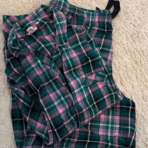 Victoria's Secret Green and Pink Plaid Pajama Set